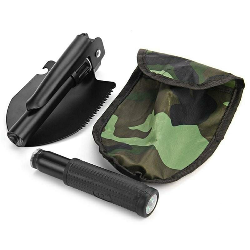 Military folding shovel and pick with carry pouch