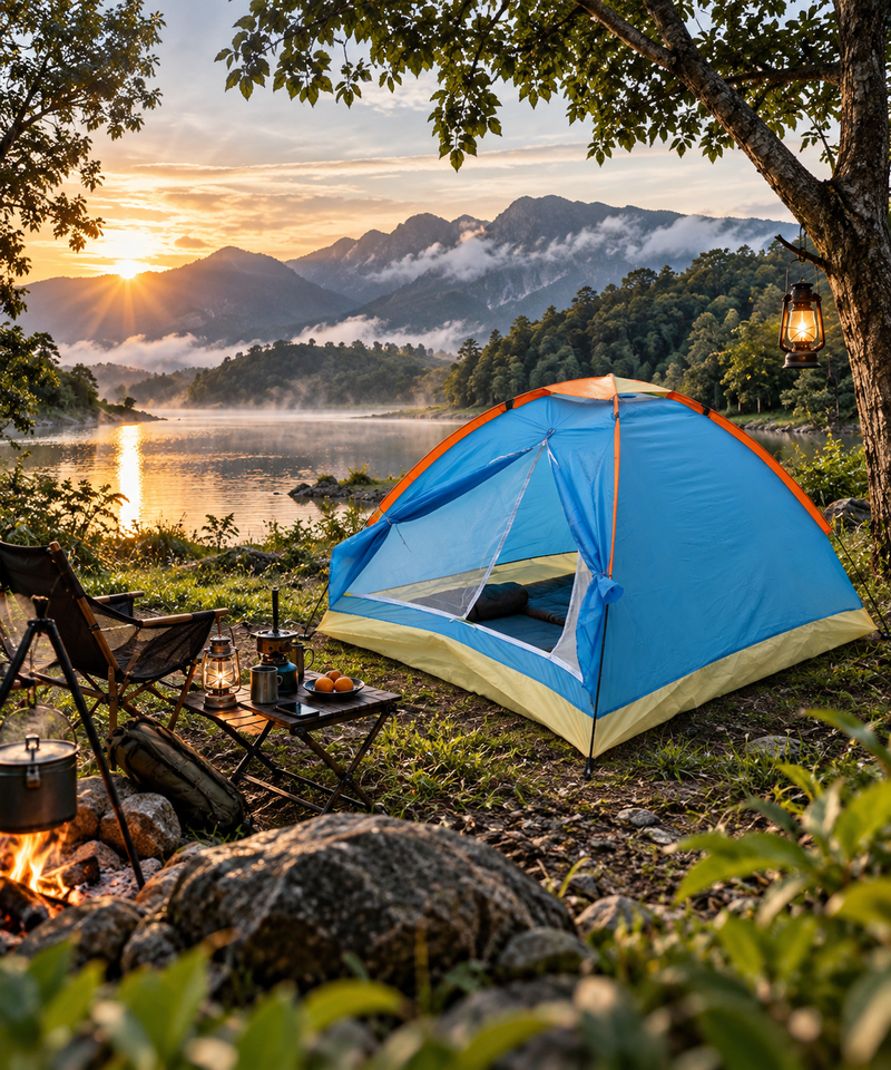 Camping Tent with Canvas Floor