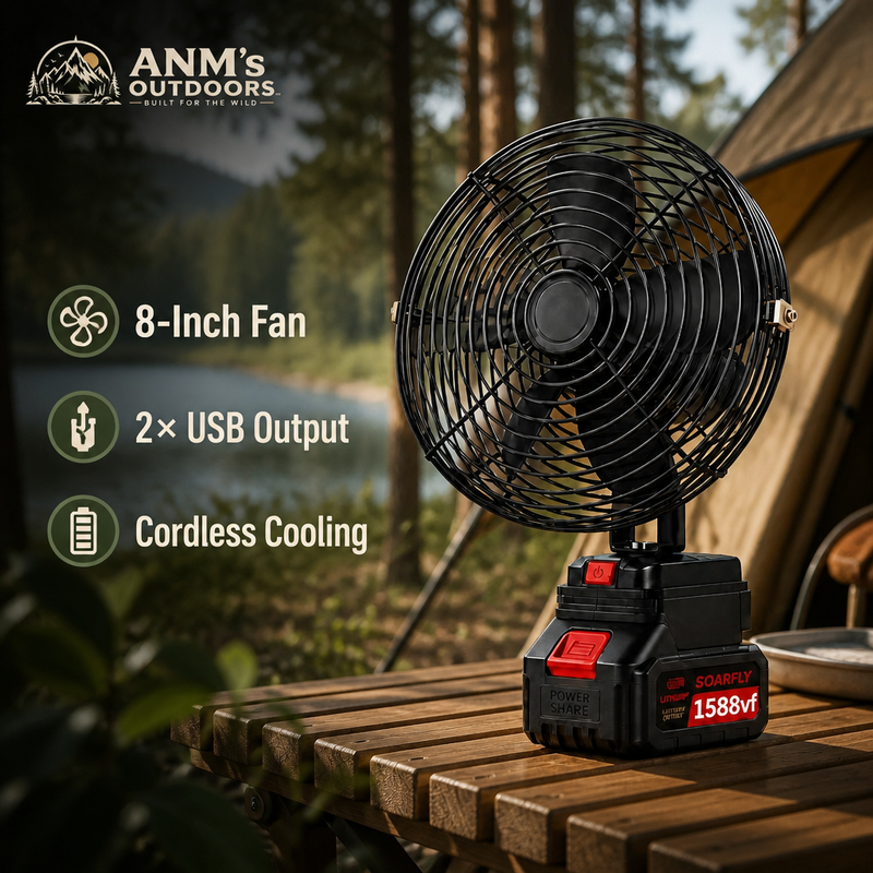ANM's OUTDOORS 8-Inch Cordless Camping Fan ad creative