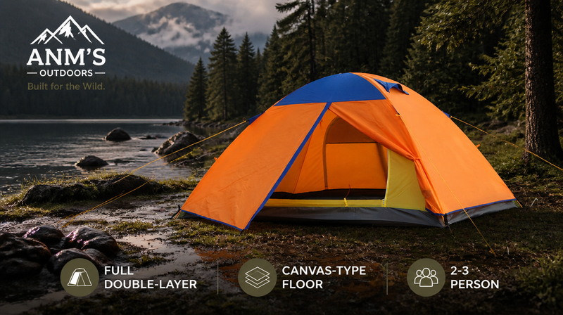 ANM's OUTDOORS Fully Double-Layer Canvas-Floor Tent ad creative