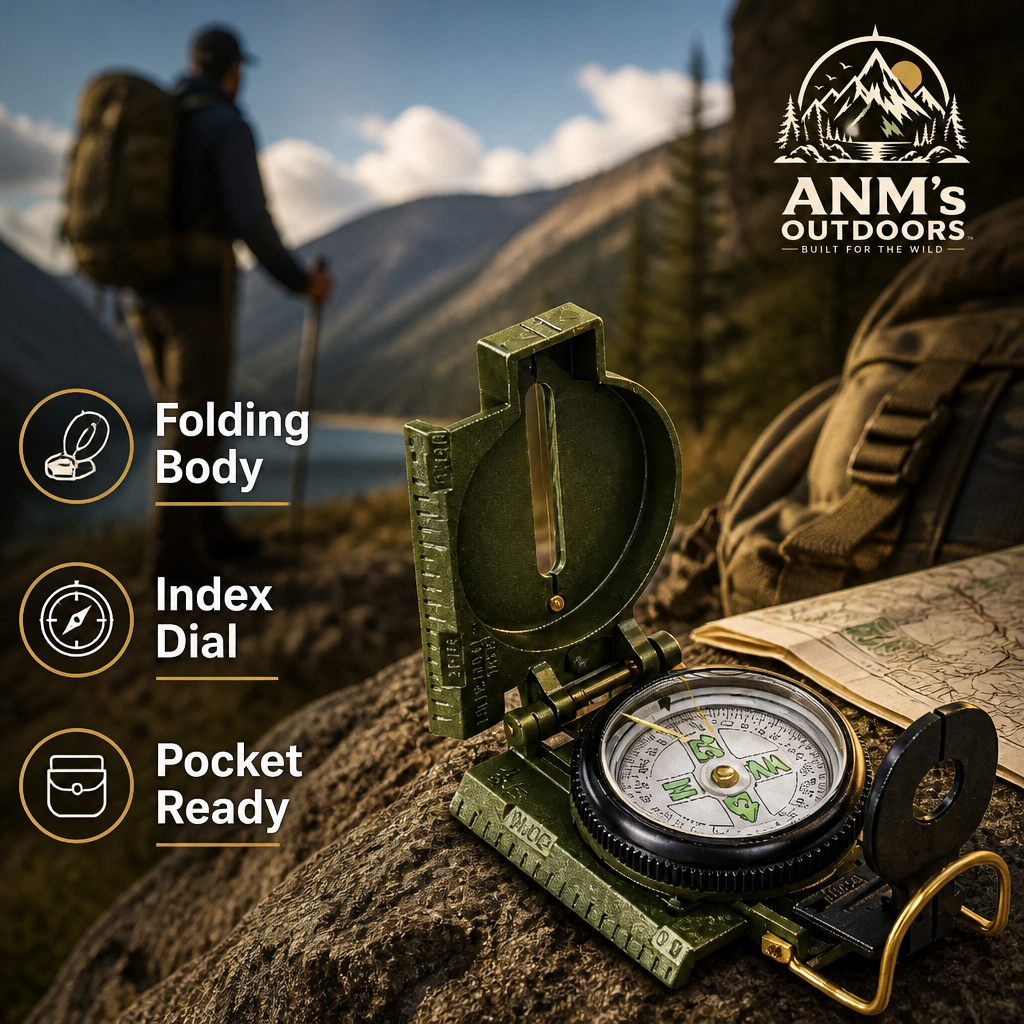 ANM's OUTDOORS folding pocket compass ad creative