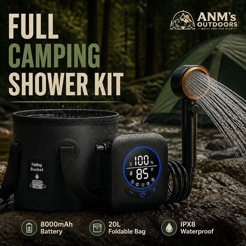 ANM's OUTDOORS Full Camping Shower Kit ad creative