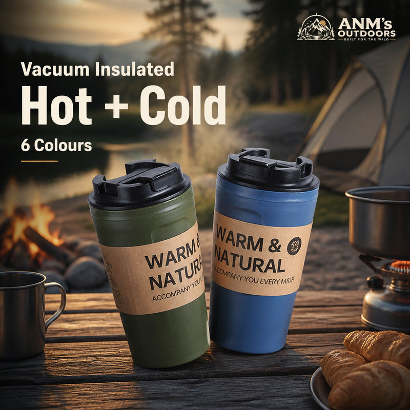 ANM's OUTDOORS vacuum insulated travel tumbler ad creative