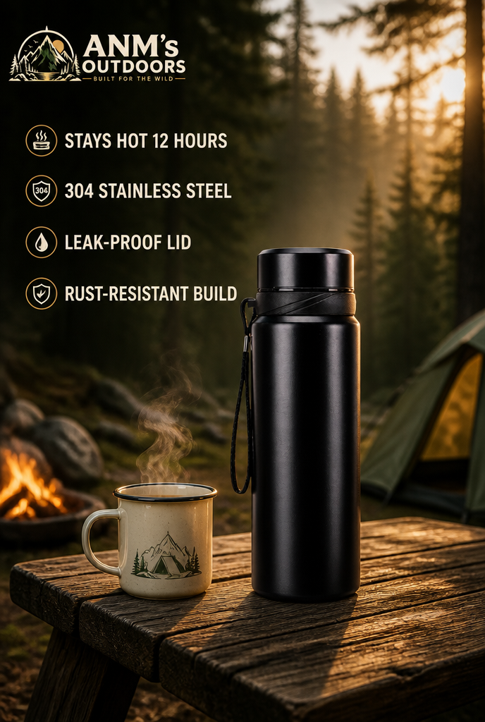 ANM's OUTDOORS Stainless Steel Outdoor Vacuum Flask ad creative