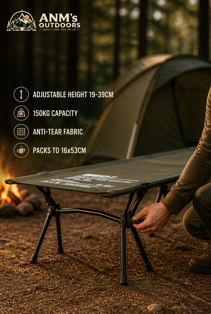 ANM's OUTDOORS Wellhike SWS Tactical Camping Cot ad creative