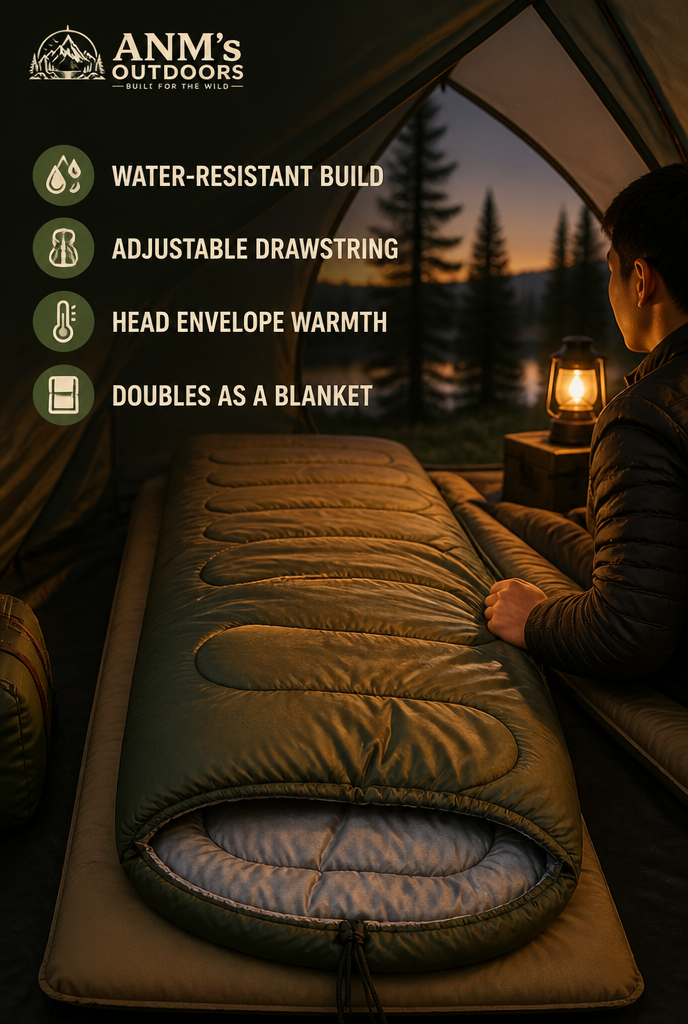 ANM's OUTDOORS Velocity Ultralight Sleeping Bag ad creative