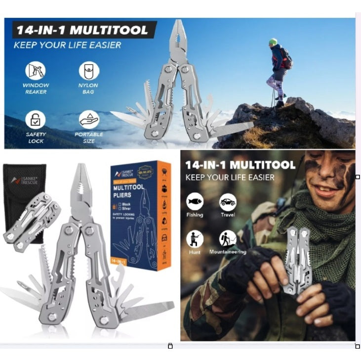 14-in-1 Folding Multi-Tool with Pliers