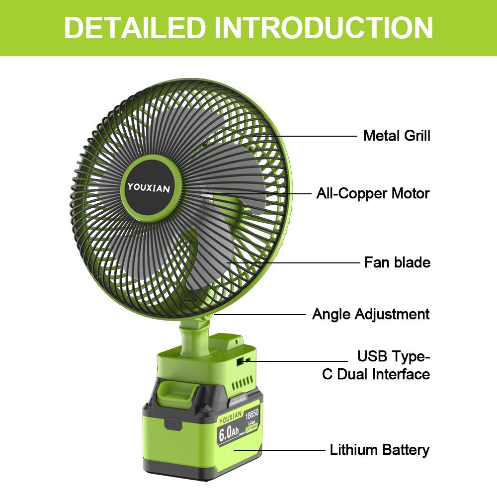 YOUXIAN camping fan battery options