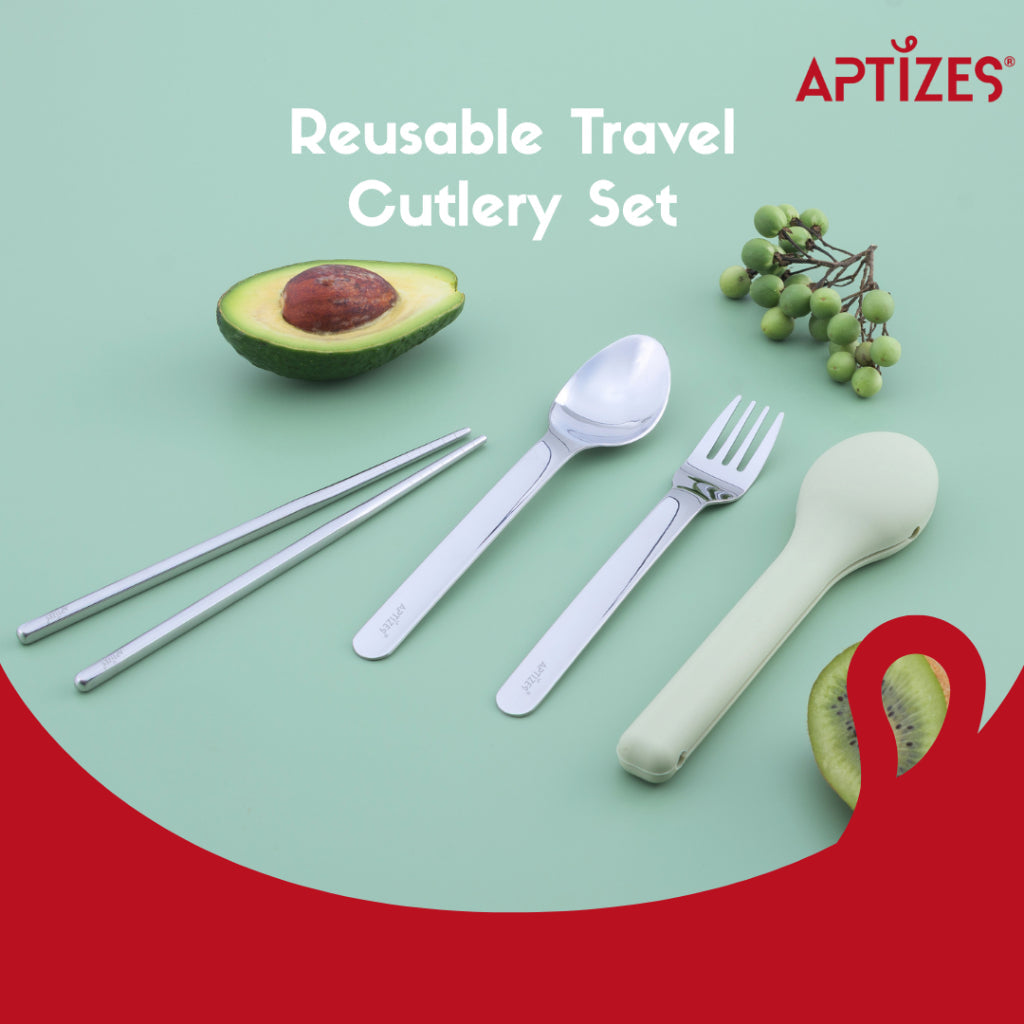 APTIZES travel cutlery set with silicone case