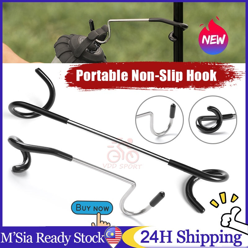Anti-slip camping lamp hook for tent poles