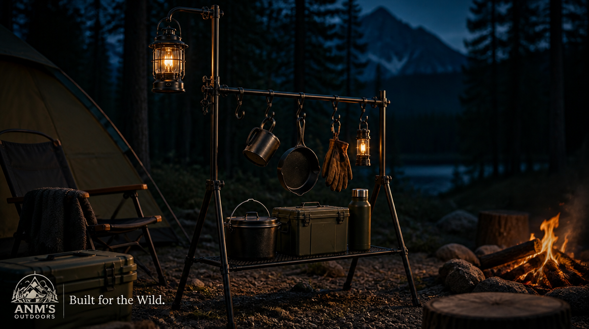 ANM's OUTDOORS Camping Lamp Pole and Hanging Rack