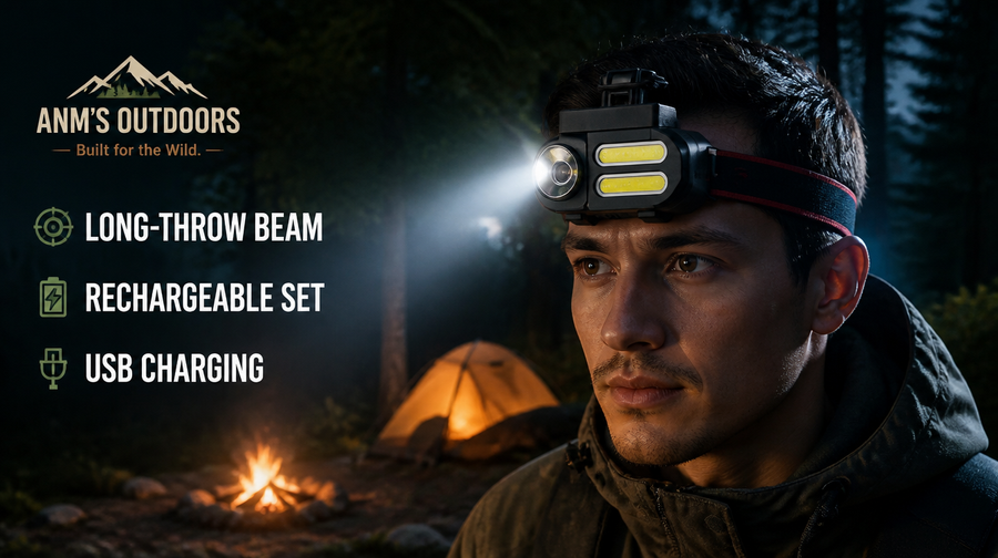 EYEBRE Rechargeable Headlamp Torch — Long-Throw Hiking Head Light