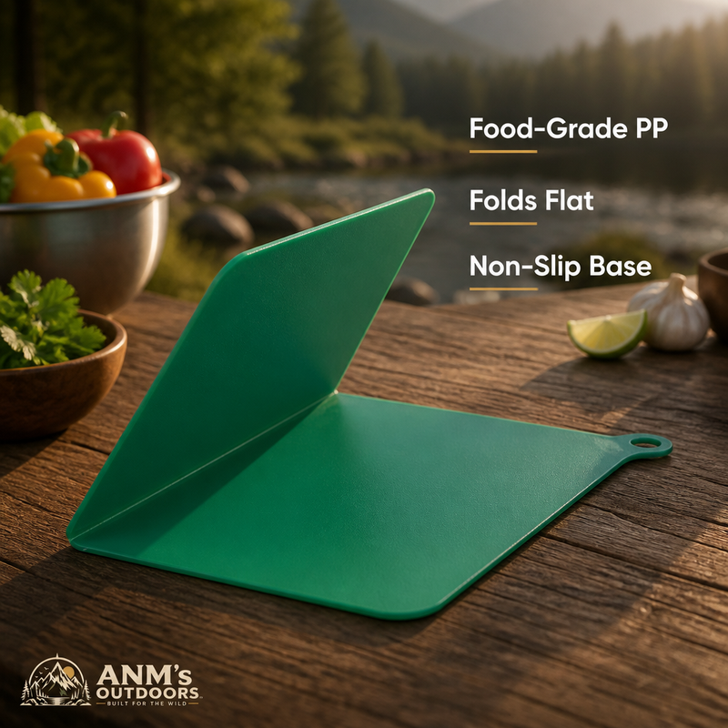 ANM's OUTDOORS folding camp chopping board ad creative