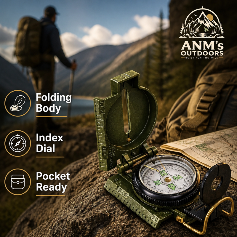 ANM's OUTDOORS folding pocket compass ad creative