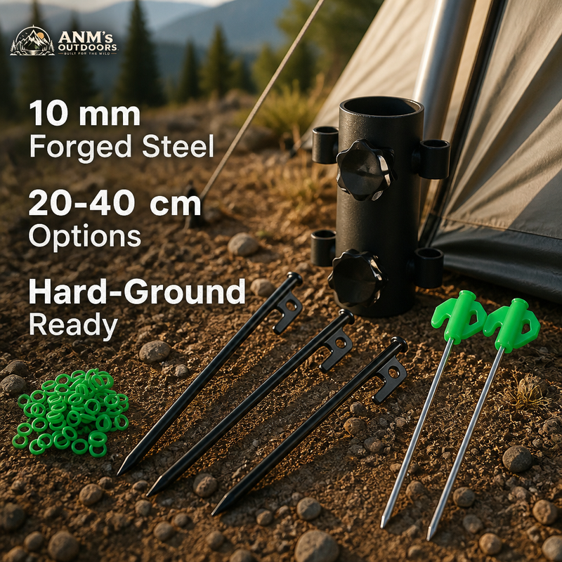 ANM's OUTDOORS forged steel tent pegs ad creative