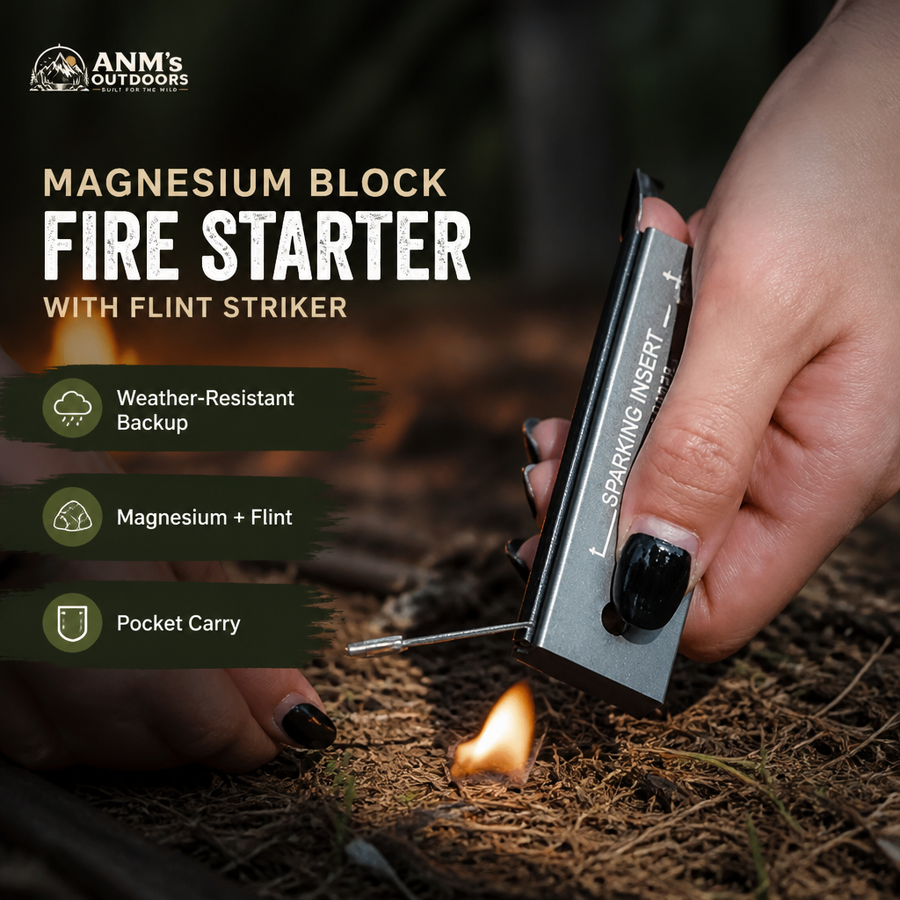 Magnesium Block Fire Starter with Flint Striker