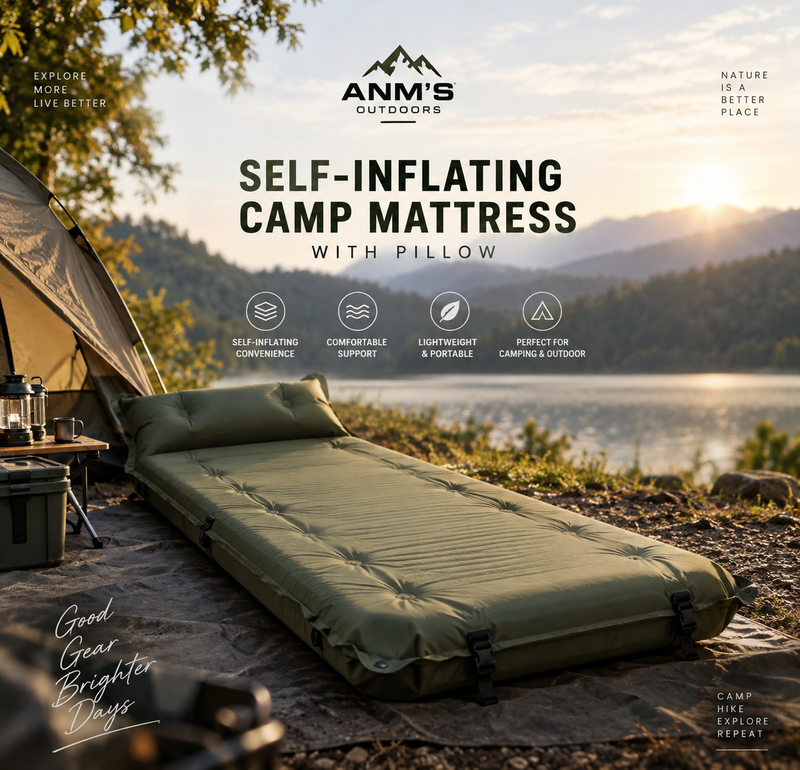 ANM's OUTDOORS Self-Inflating Camp Mattress with Pillow hero