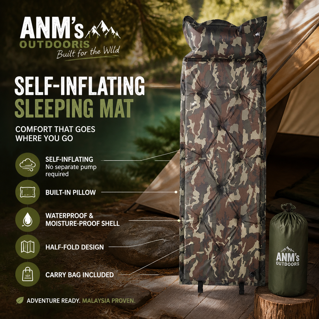 ANM's OUTDOORS Self-Inflating Camp Mattress Army Green variant ad creative