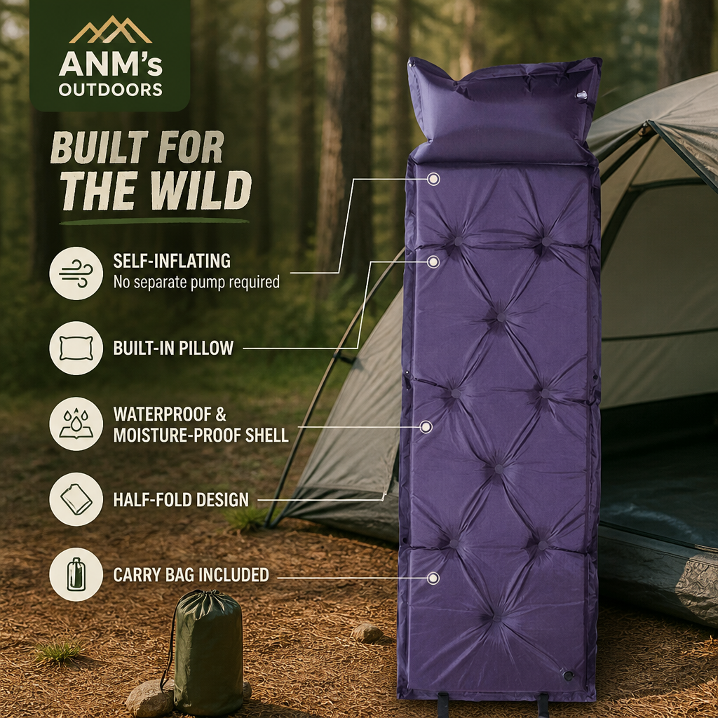 ANM's OUTDOORS Self-Inflating Camp Mattress Blue variant ad creative