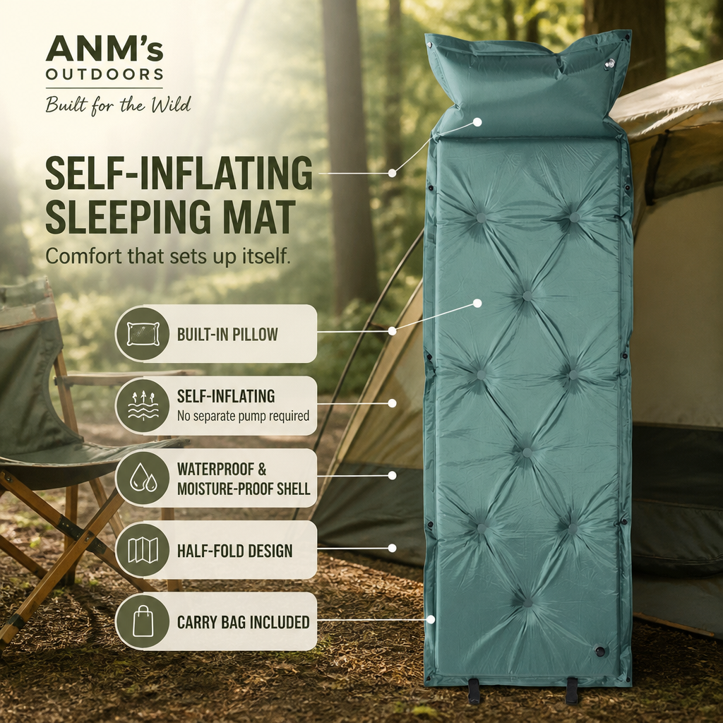 ANM's OUTDOORS Self-Inflating Camp Mattress Green variant ad creative