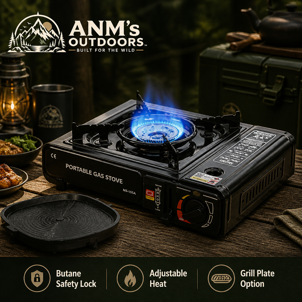 ANM's OUTDOORS butane steamboat stove system ad creative with official logo