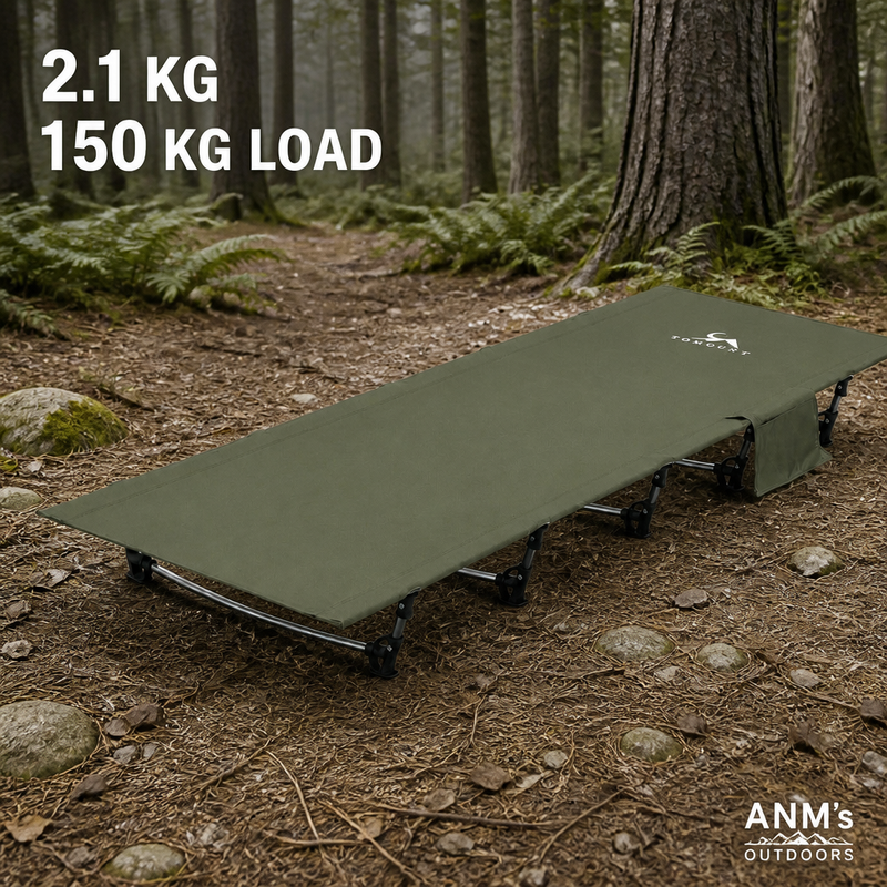ANM's OUTDOORS Army Green lightweight camping cot showcase