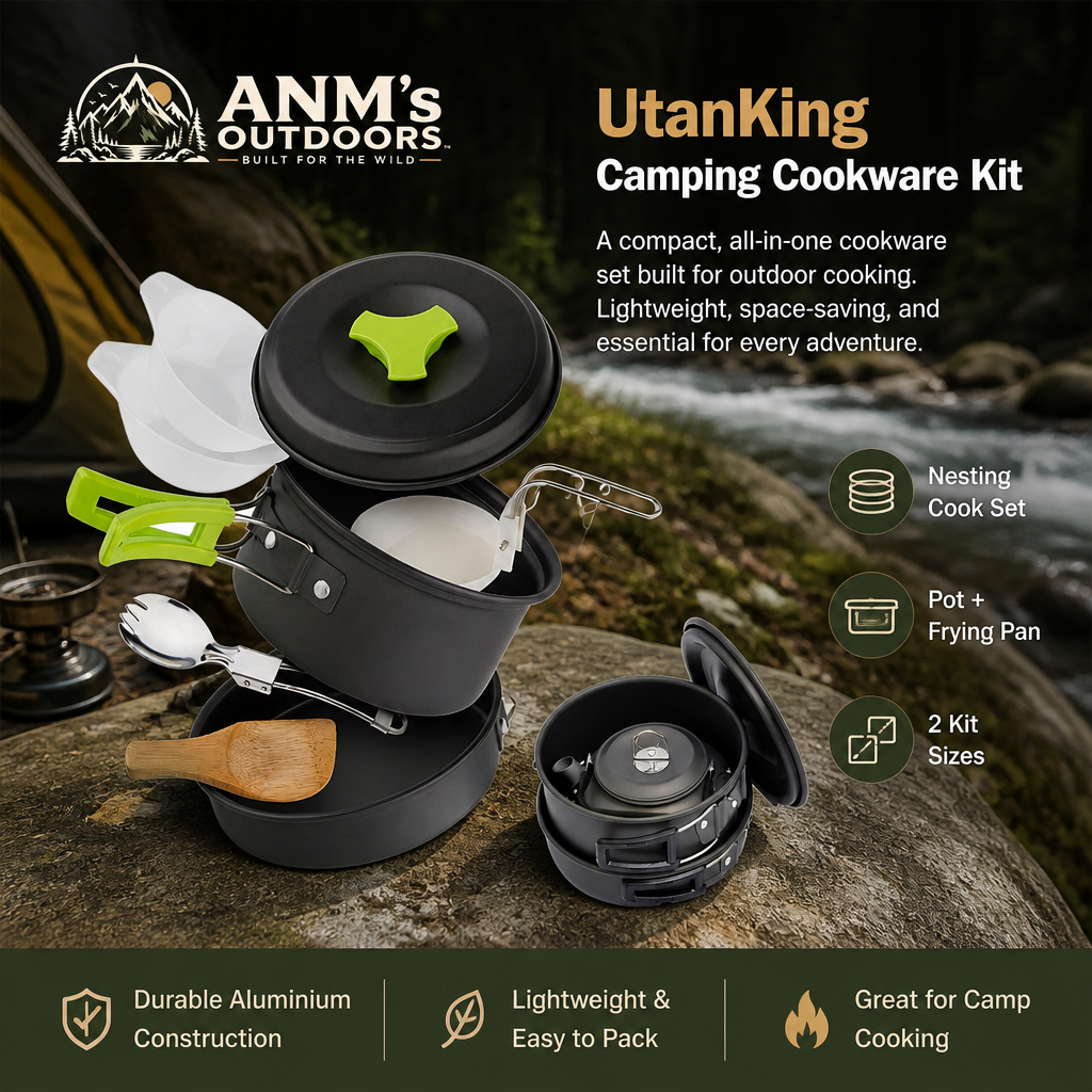 ANM's OUTDOORS UtanKing camping cookware kit ad creative with official logo