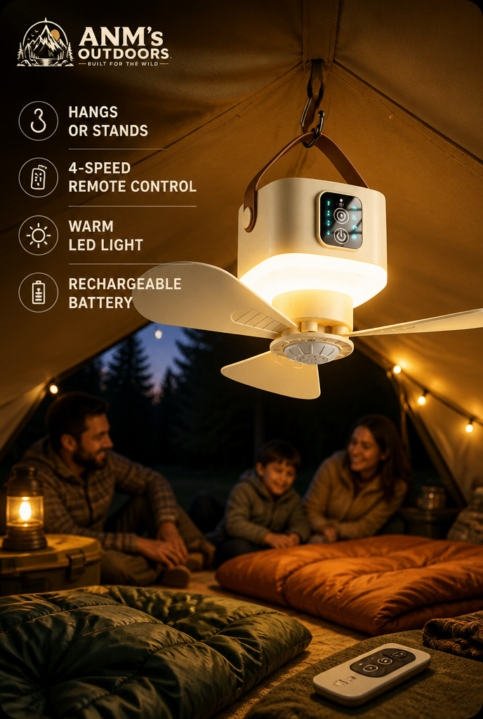 ANM's OUTDOORS SJPACK Tent Ceiling Fan ad creative