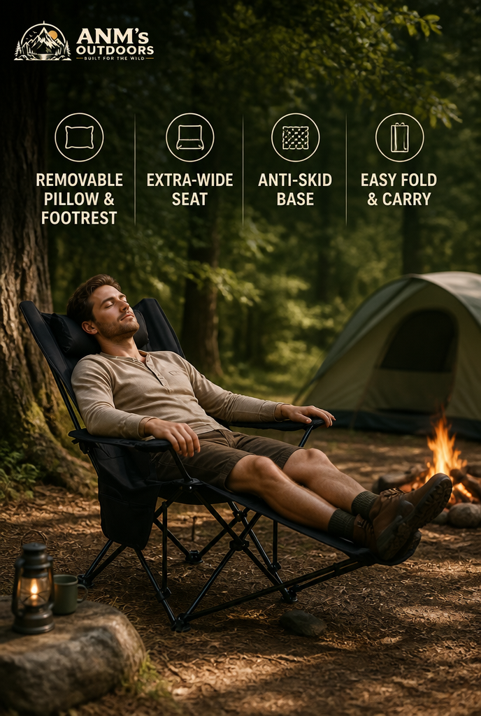 ANM's OUTDOORS Extended Reclining Chair ad creative