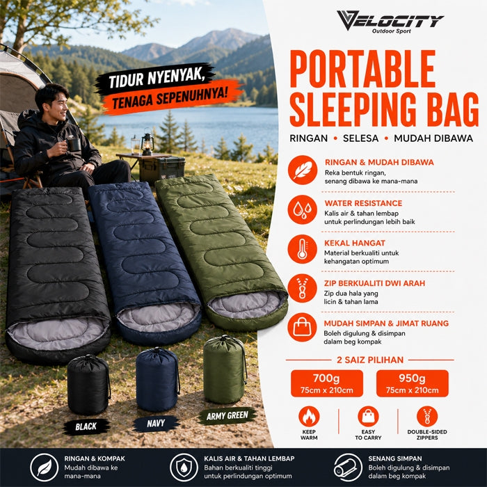 Velocity Ultralight Waterproof Camping Sleeping Bag