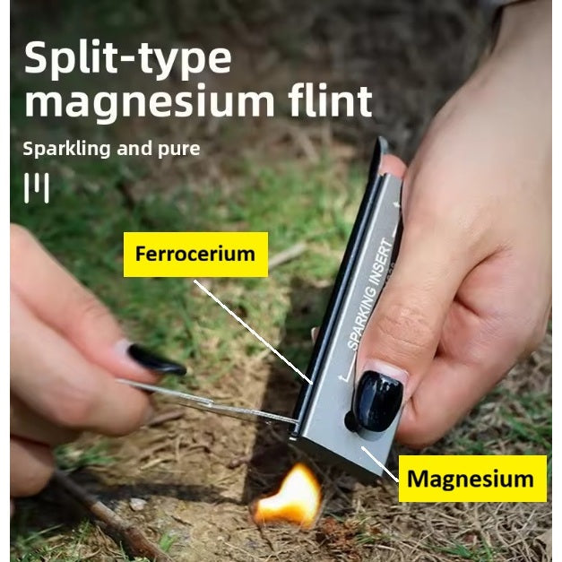 Magnesium block fire starter with flint striker