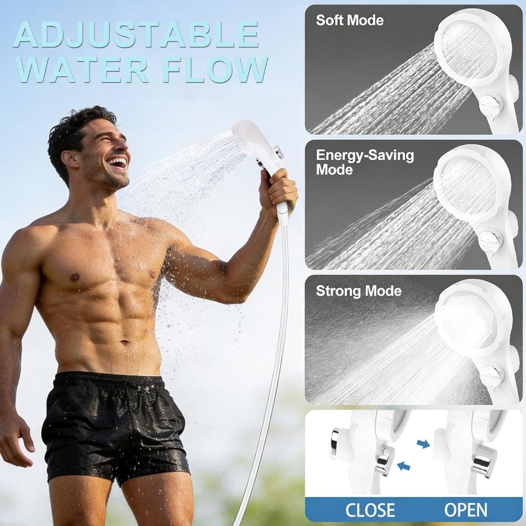 Adjustable water flow - soft, energy-saving and strong modes
