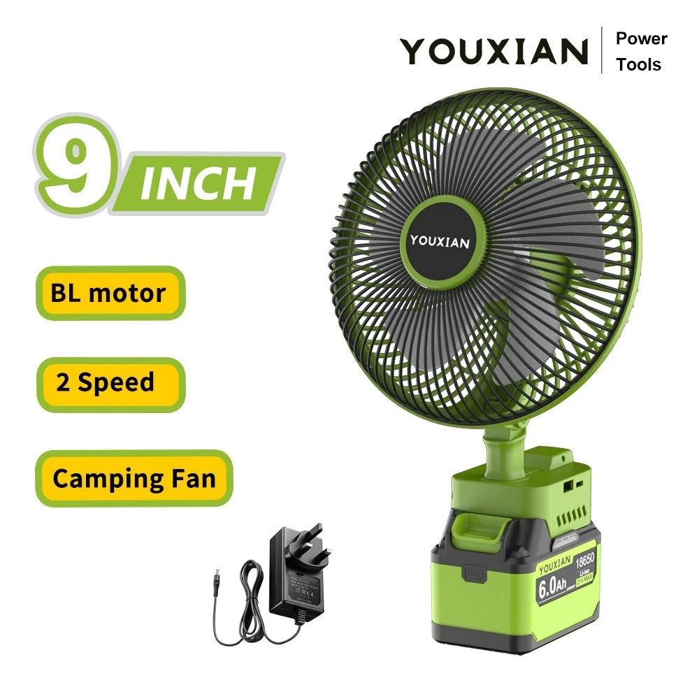 YOUXIAN 9-Inch Cordless Battery Camping Fan
