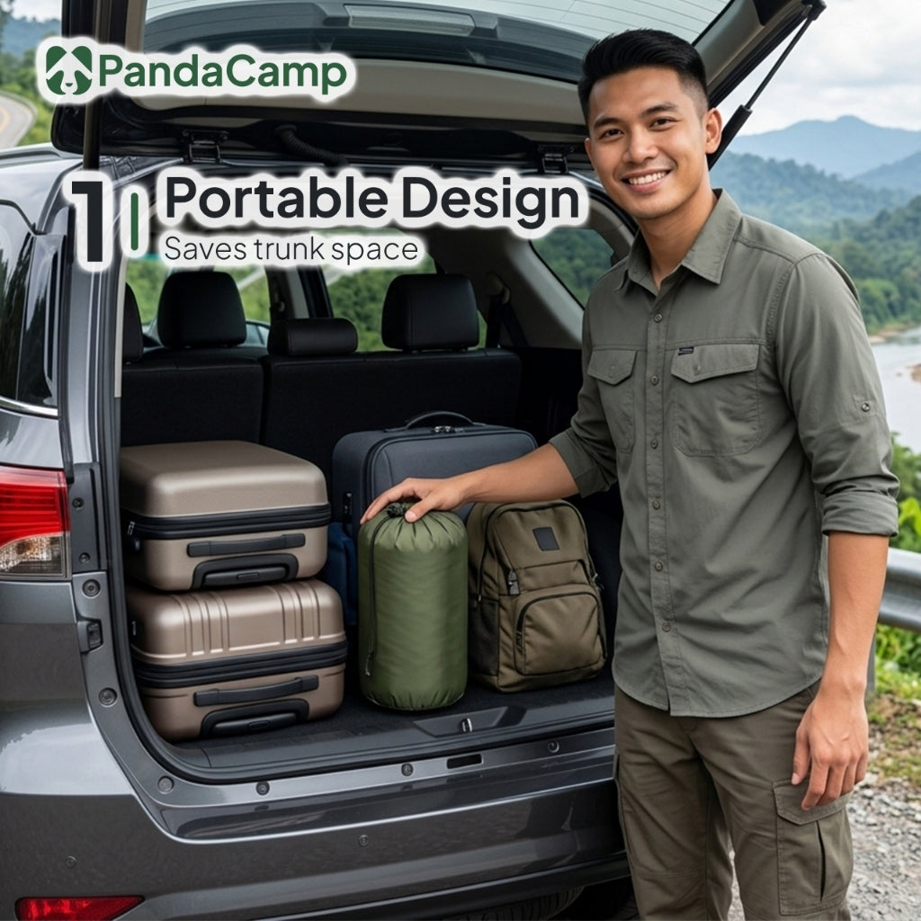 Sleeping bag packed in carry sack