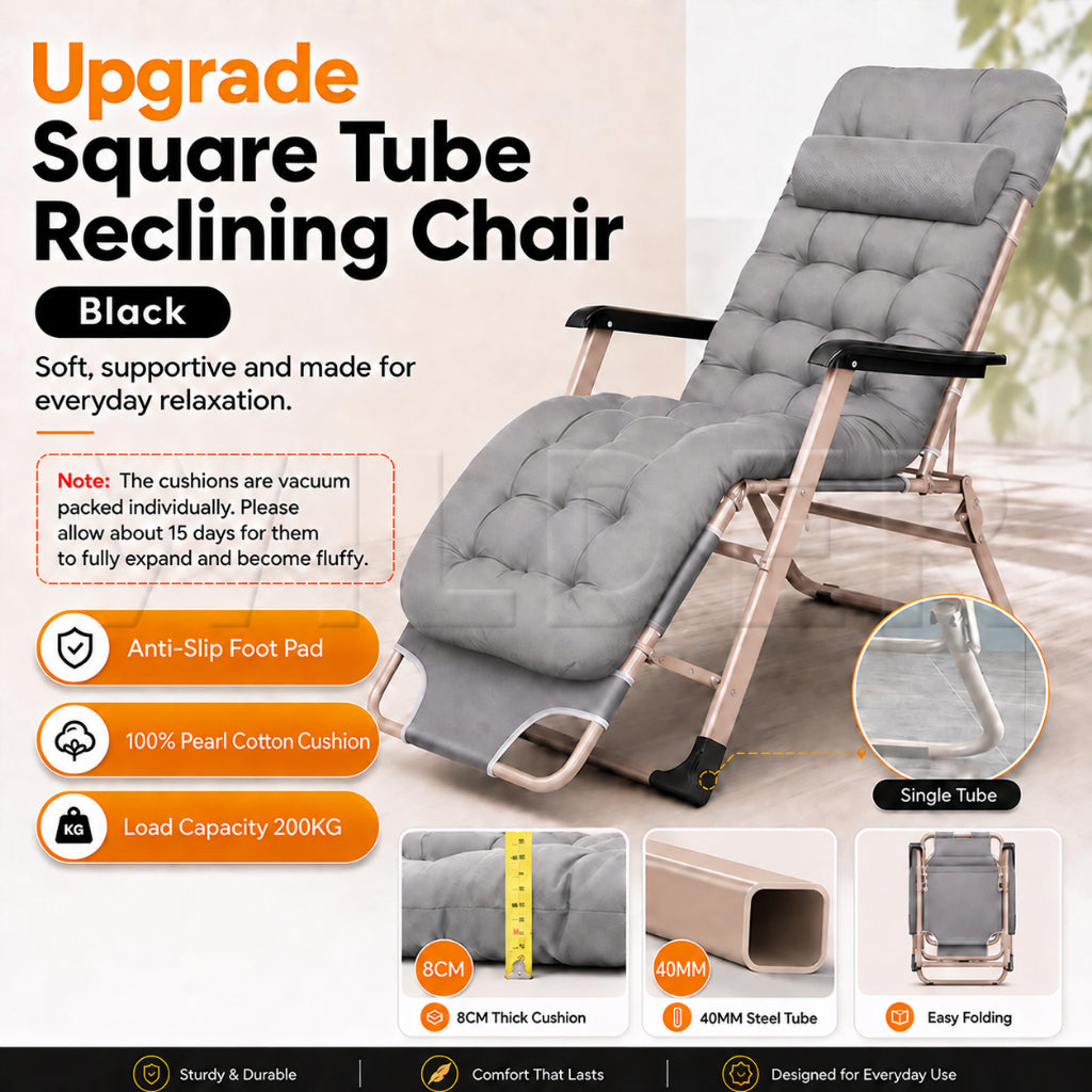 Kerusi Malas Recliner - Upgraded Grey 200KG