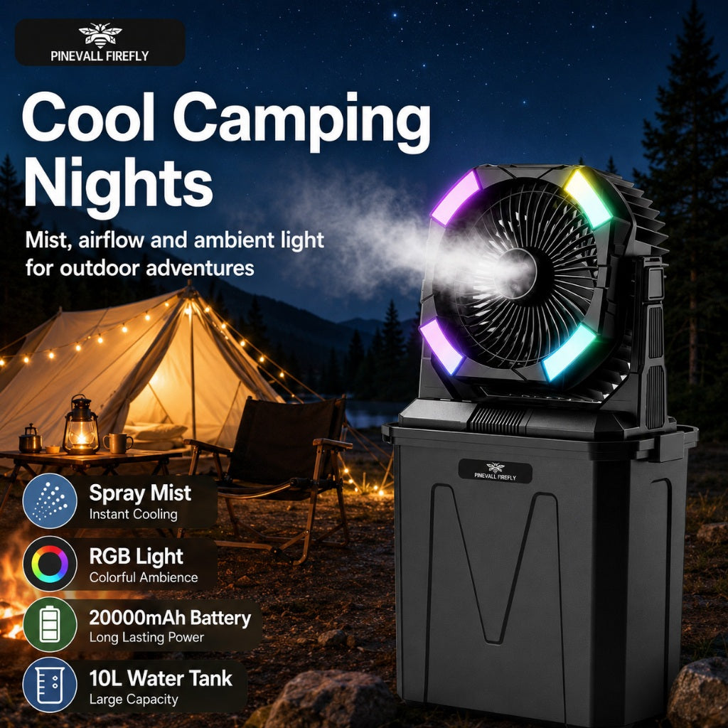PINEVALI FIREFLY 4-in-1 Misting Camping Fan