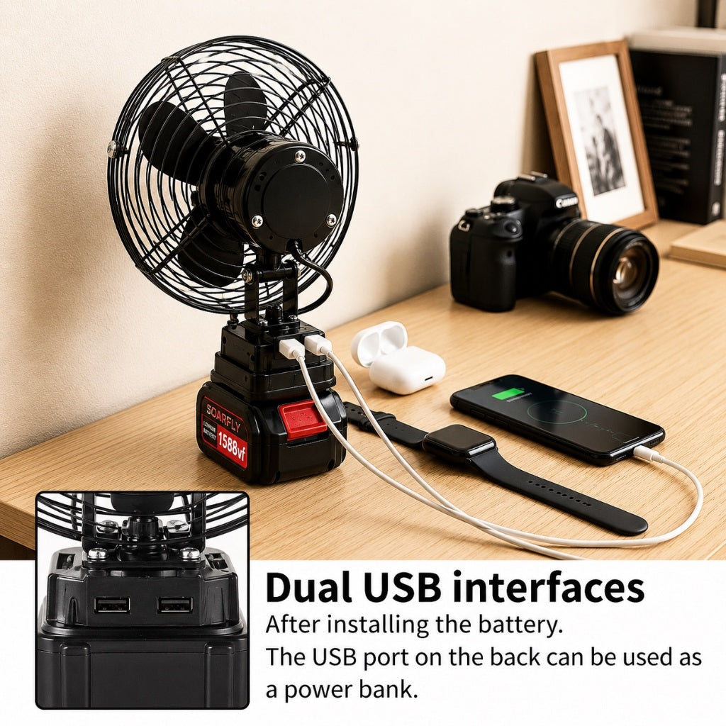 8-Inch Cordless Camping Fan USB ports