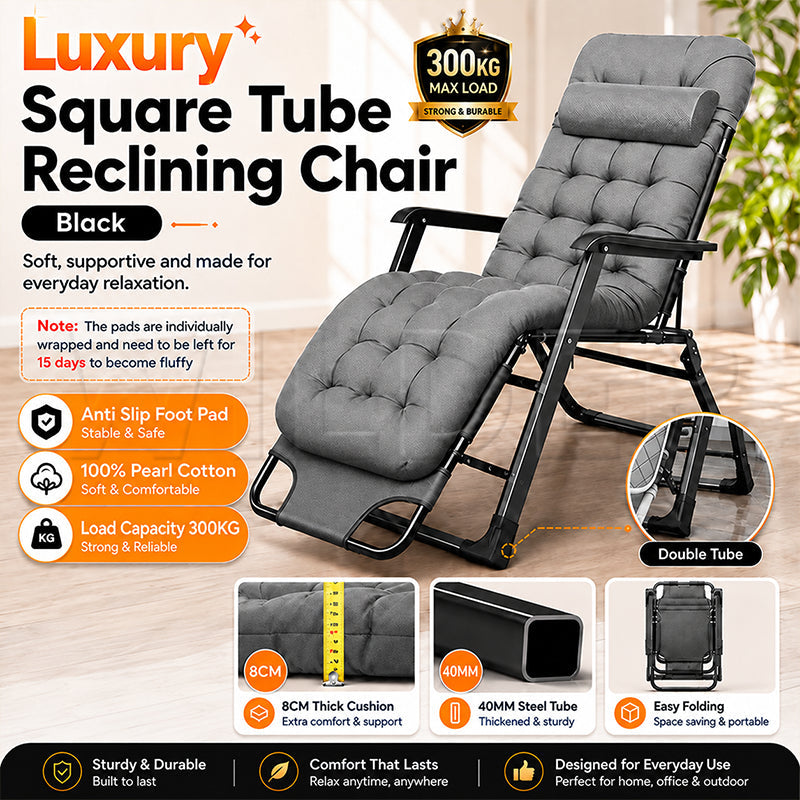 Kerusi Malas Recliner - Premium Grey 300KG