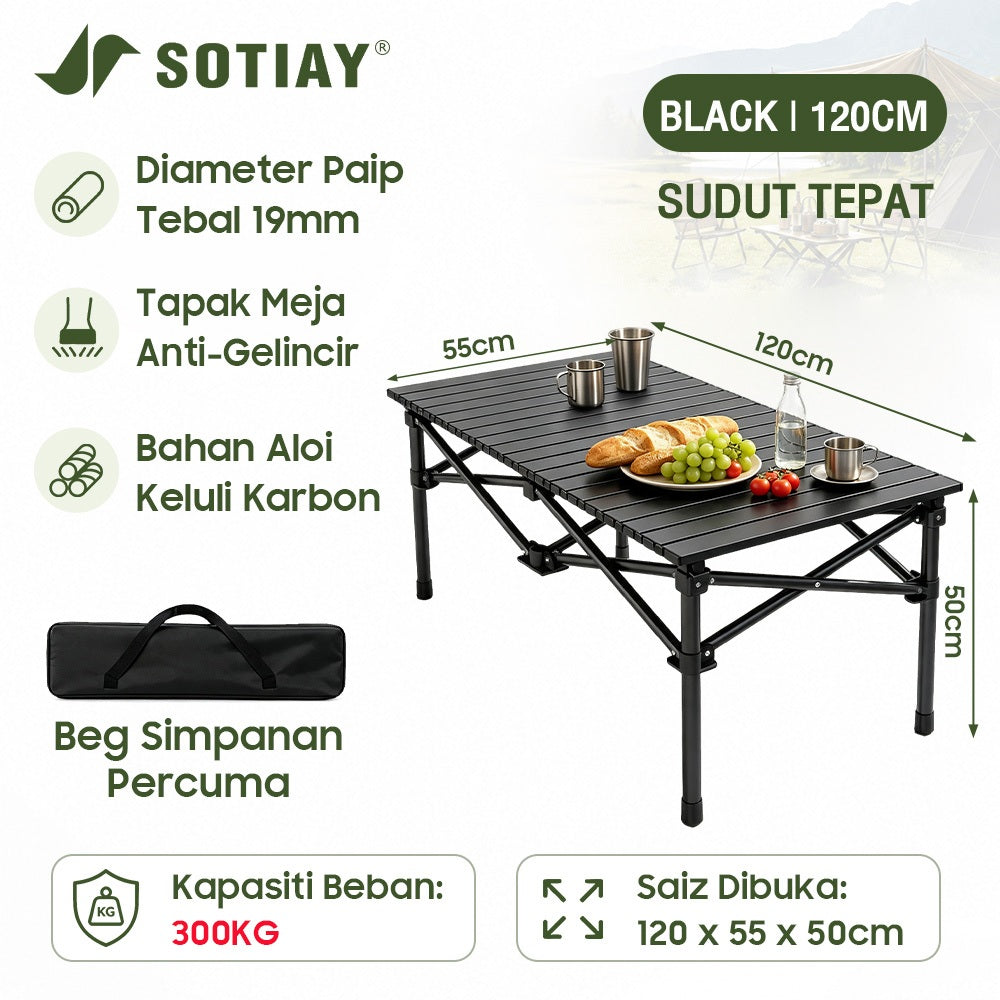 Sotiay Camping Table - Black 120x57CM