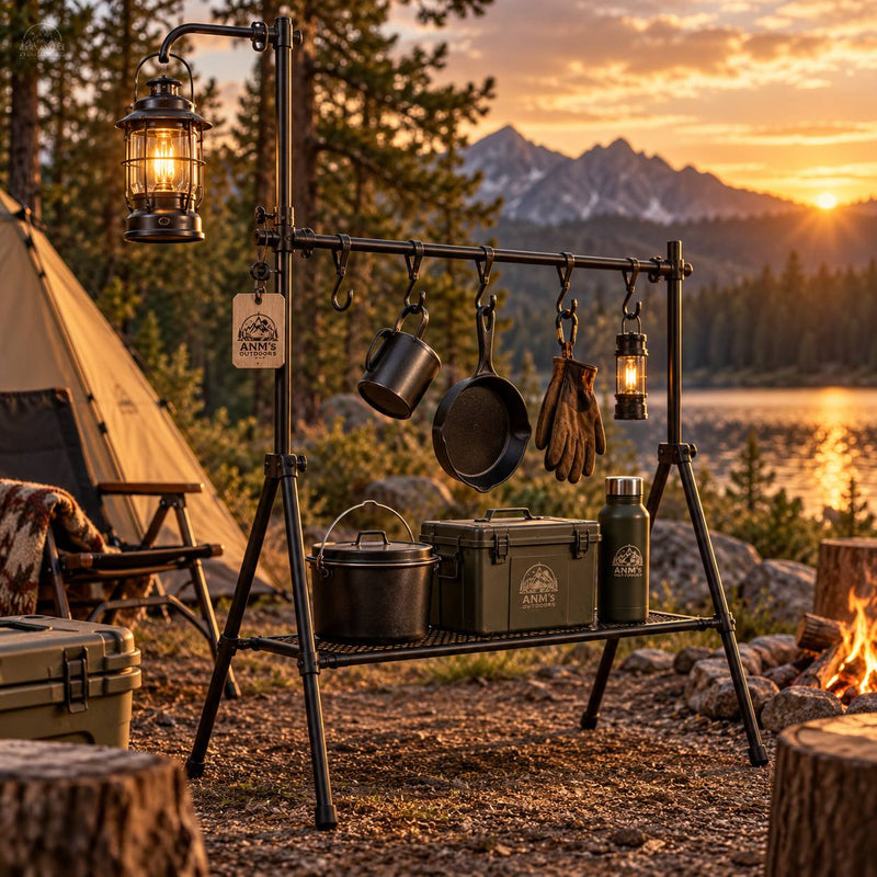 Camping Lamp Pole and Hanging Rack