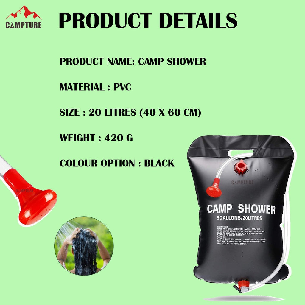 CAMPTURE shower bag in use