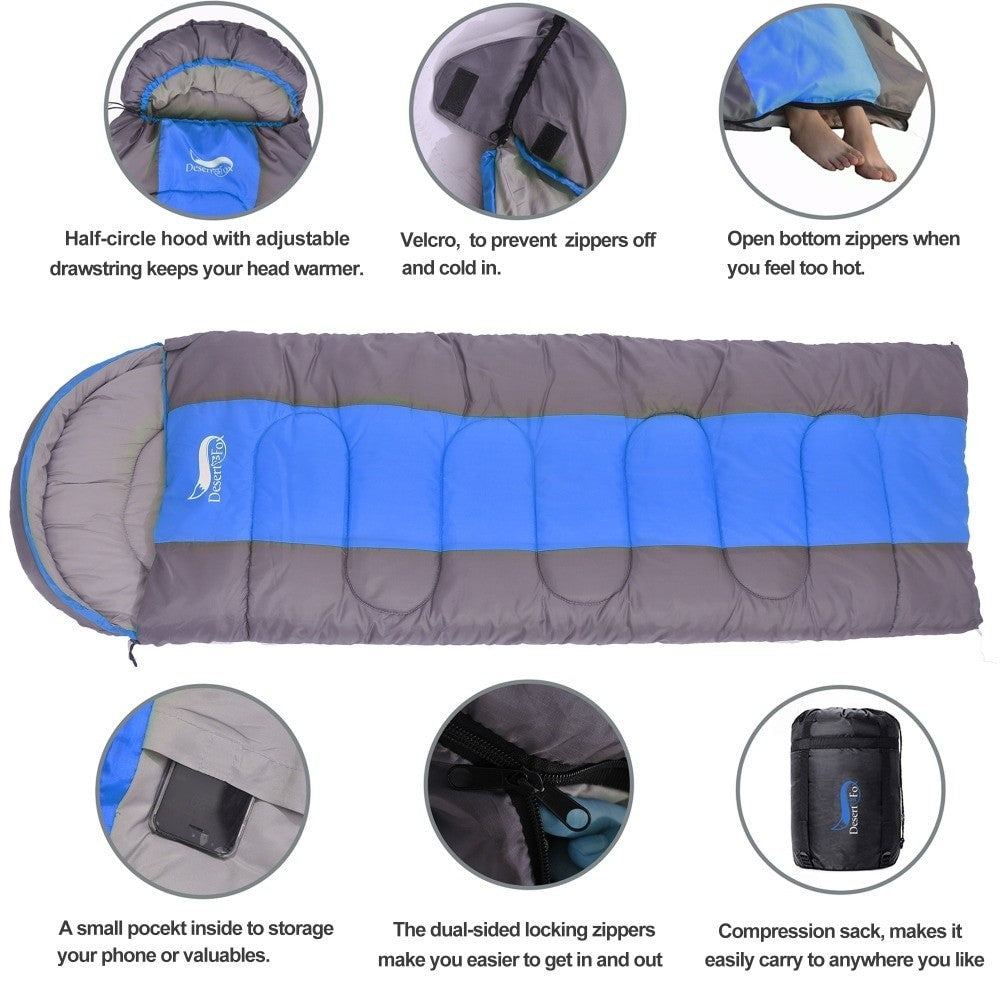 Envelope sleeping bag unzipped flat