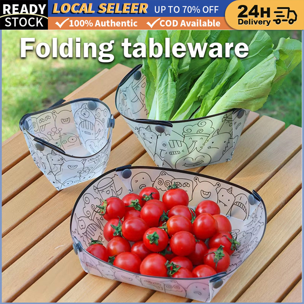 Collapsible camp tableware cup bowl plate